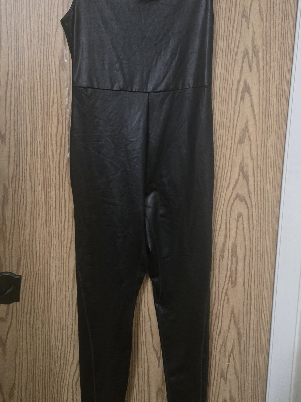 wild fable Black Faux Leather Jumpsuit